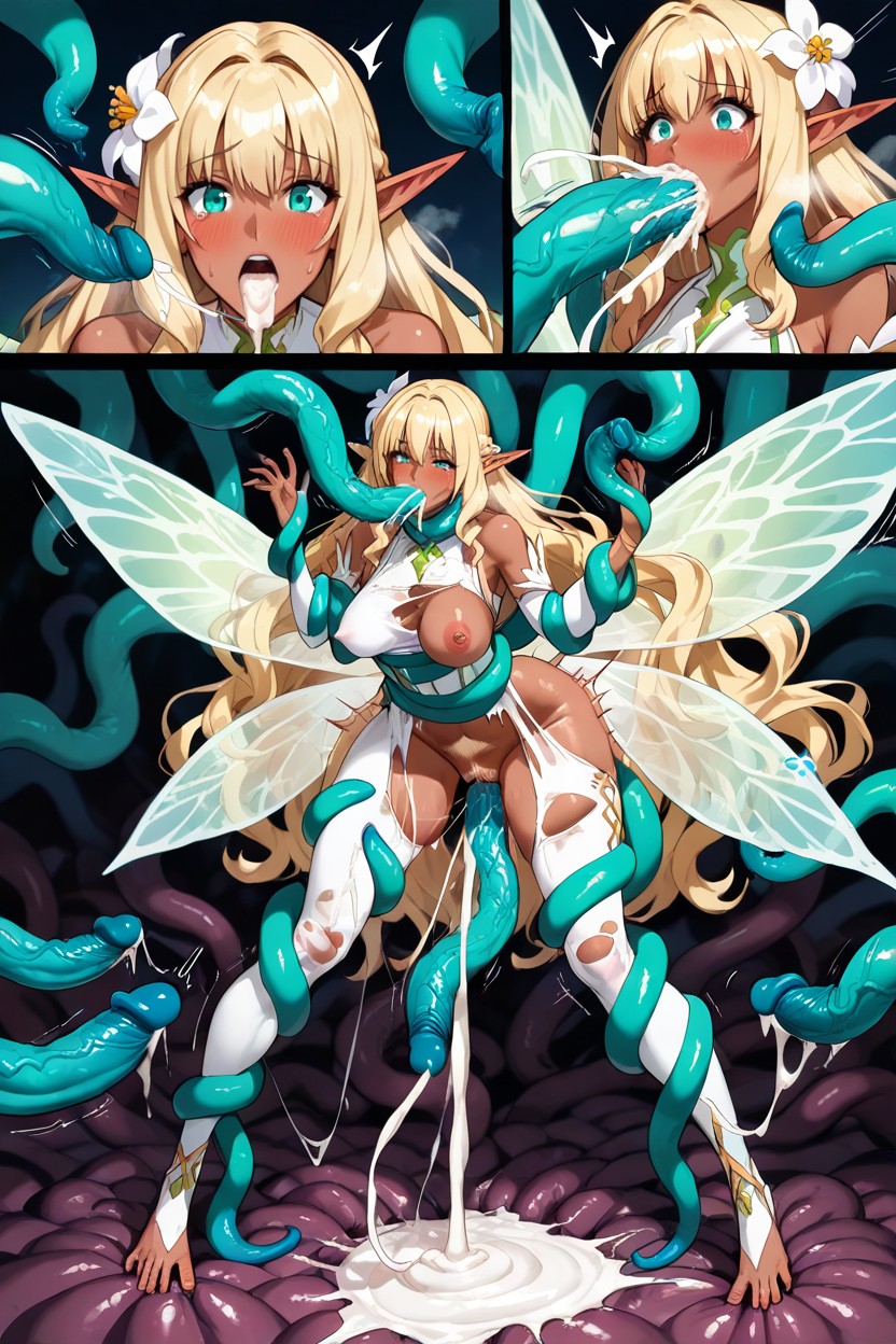 Motion Line Around Wings, Turquoise Eyes, Shocking Hentai IA