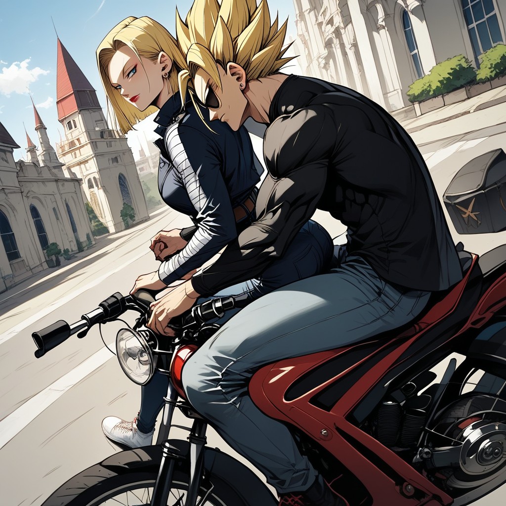 Fit, Male And Female Riding Motorcycle Together, Perfect Image Hentai AI Porn