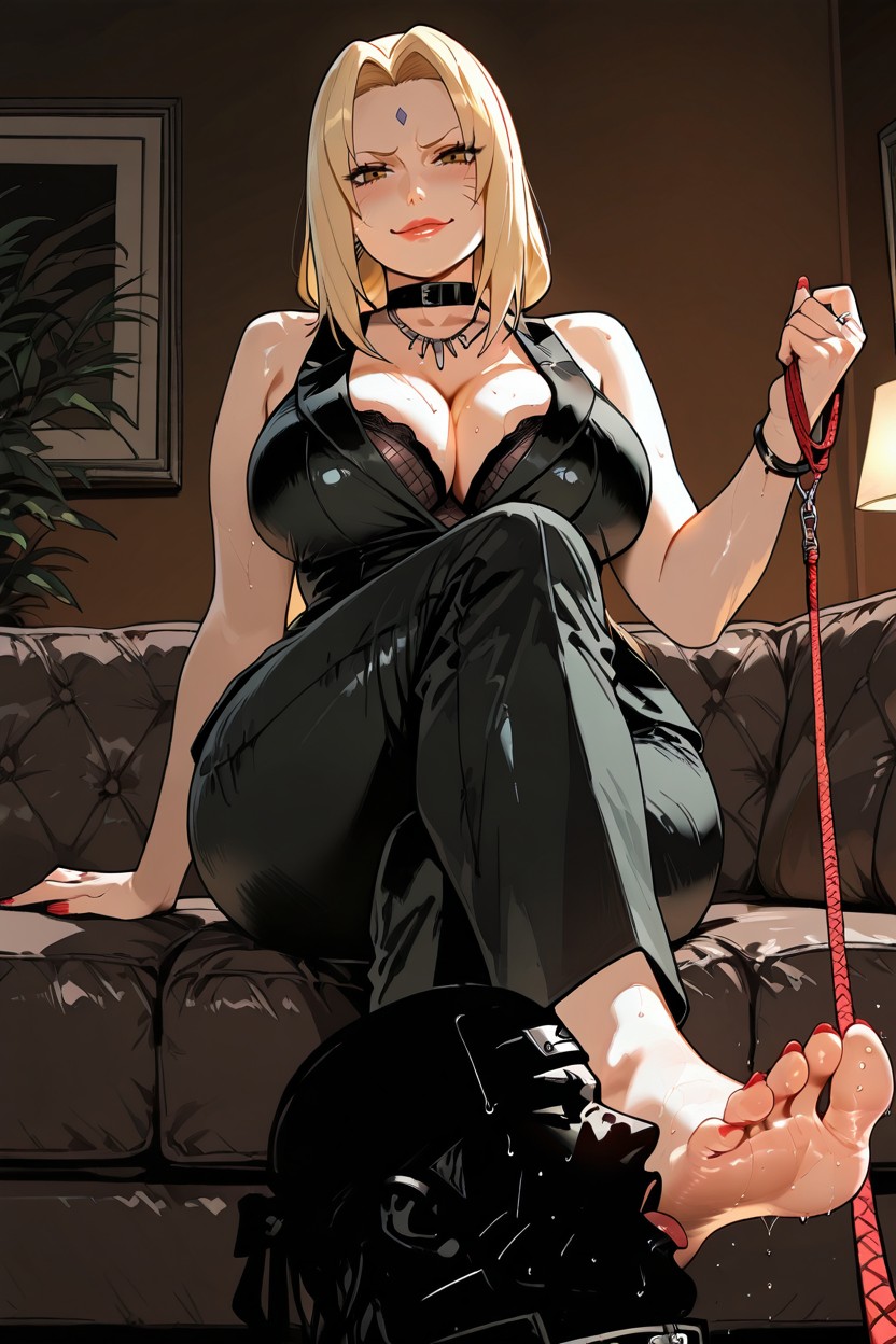 Tsunade From Naruto, Tsunade Looking At The Viewer, She Laughs Out Loud Hentai AI Porn