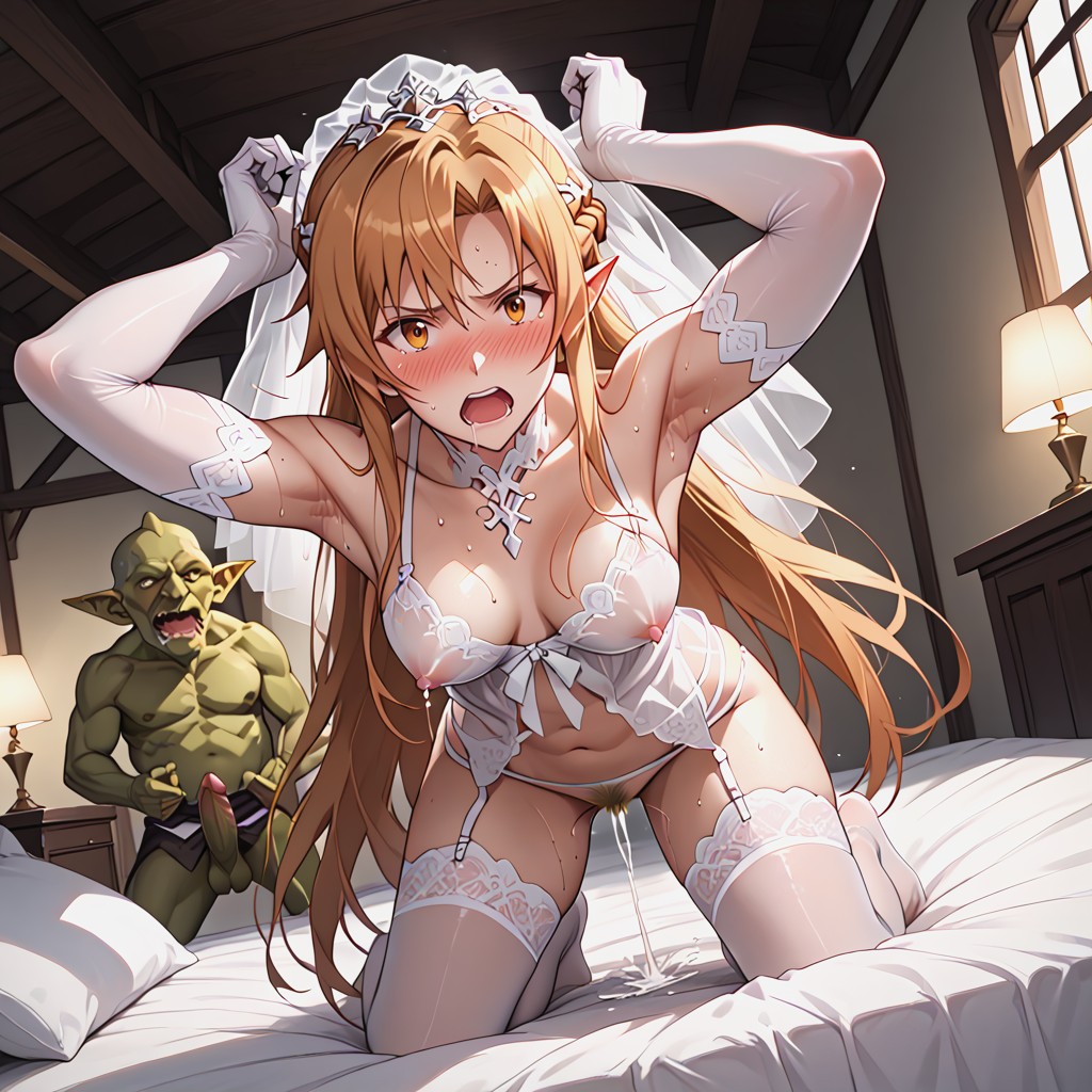 Crossing Both Wrists Over Head, Ecstasy Climax, Drooling Hentai AI Porn