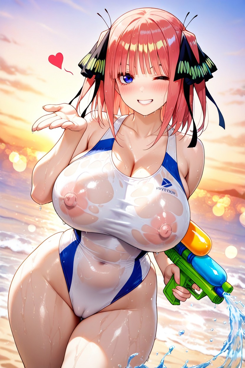 Cameltoe, Wide Hips, Holding Water Gun With Both Hands Hentai AI Porn