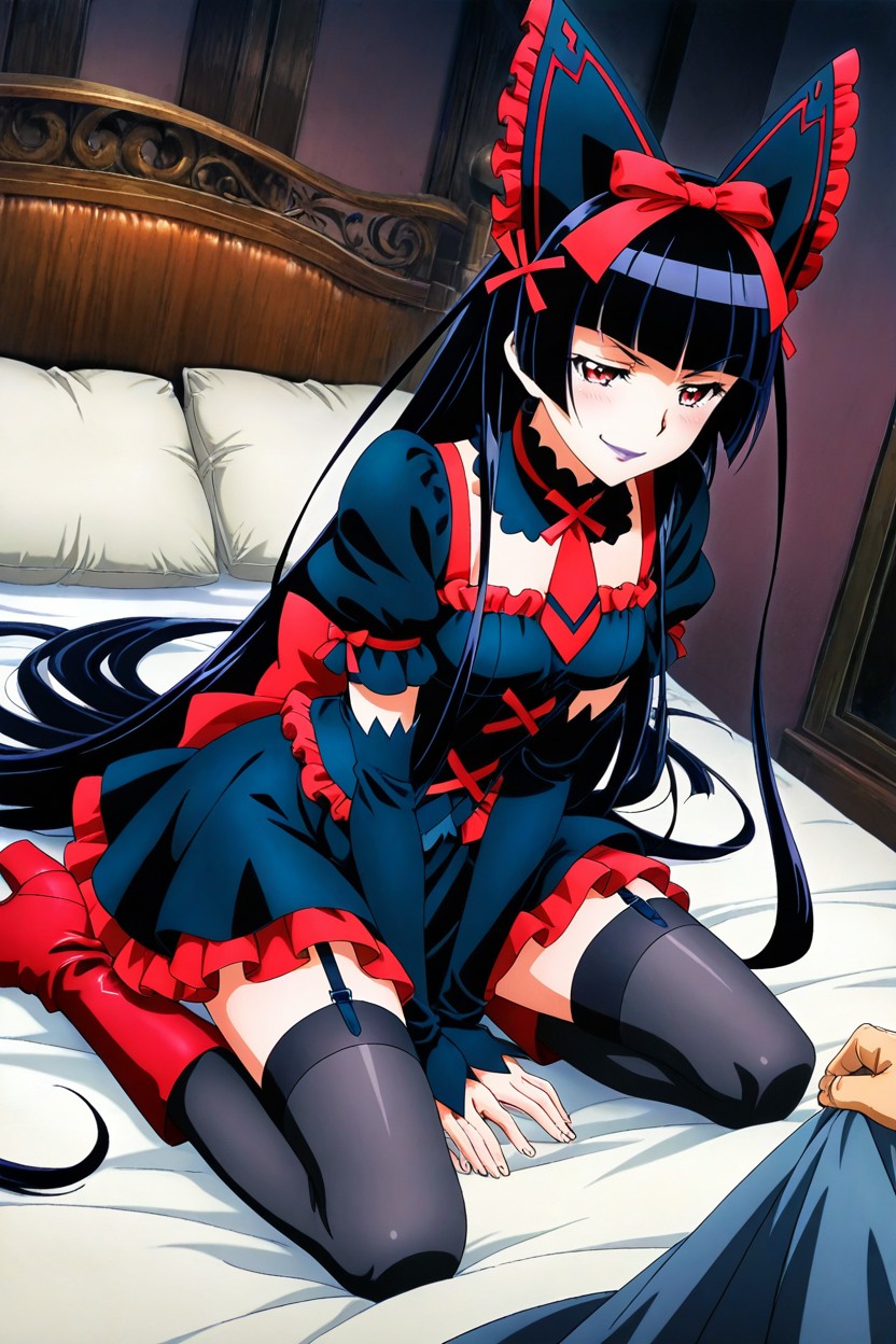 25+, Delgada, Red Ankle Boots Hentai IA