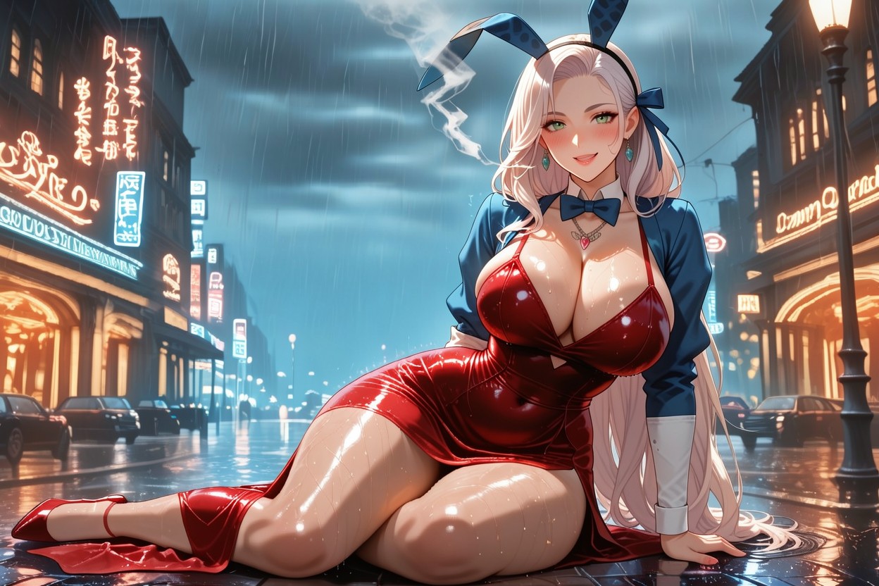 Atmospheric Fog Clinging To Her Legs, Mysterious Silhouette In Background, Moody Atmosphere Hentai AI Porn