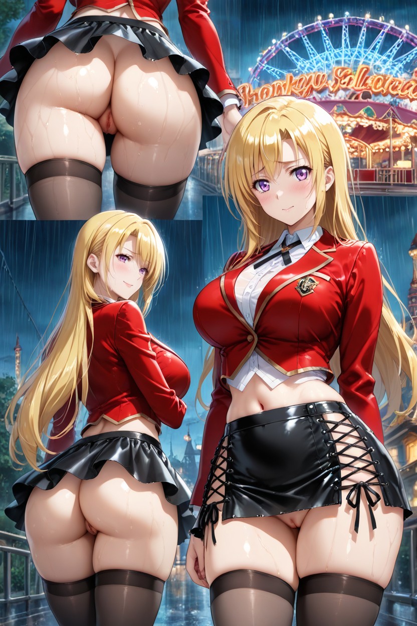Perfect Figure, Night, Wide Side Gaps On Skirt Hentai IA