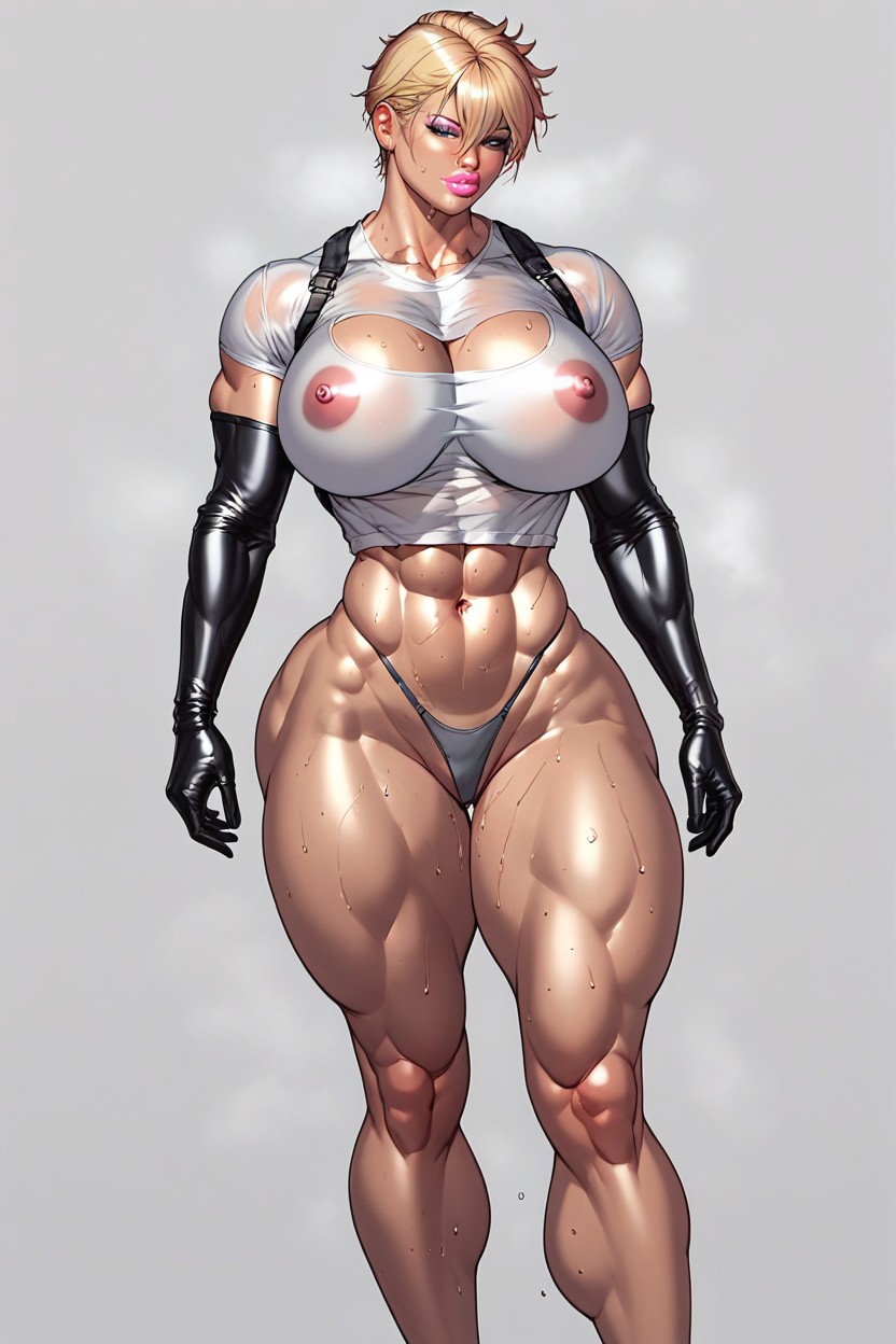 Harness On Legs And Neck, Bimbo Lips, Abs Hentai AI Porn
