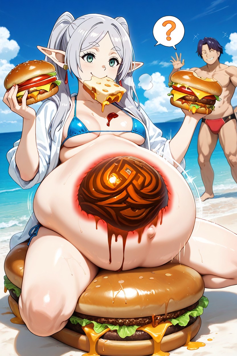 Eating Huge Hamburger, Open Clothes, Huge Hamburger Hentai AI Porn