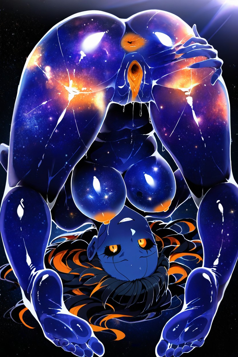 Spreading Legs, Space, Black Sclera Hentai AI Porn
