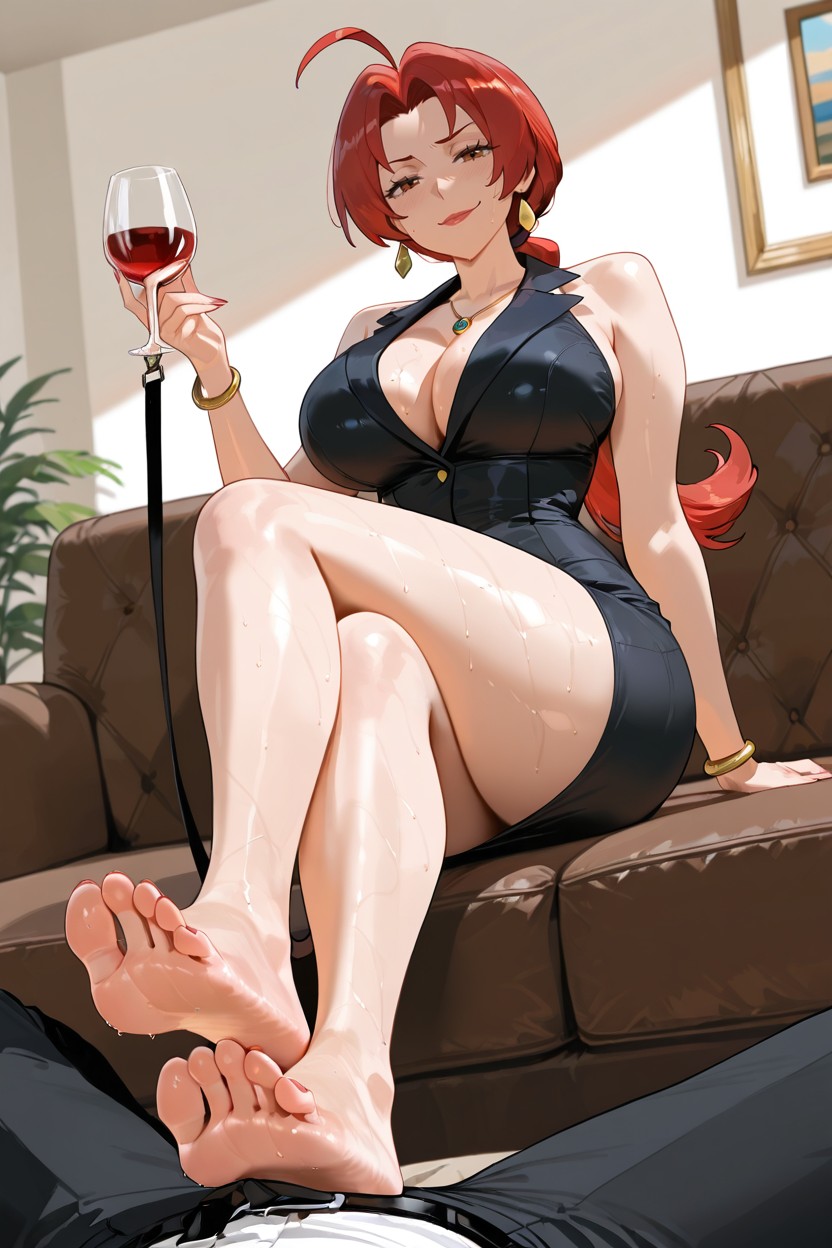 Chic Living Room, 2 People, The Leash Was Attached To Ash Ketchum Hentai AI Porn