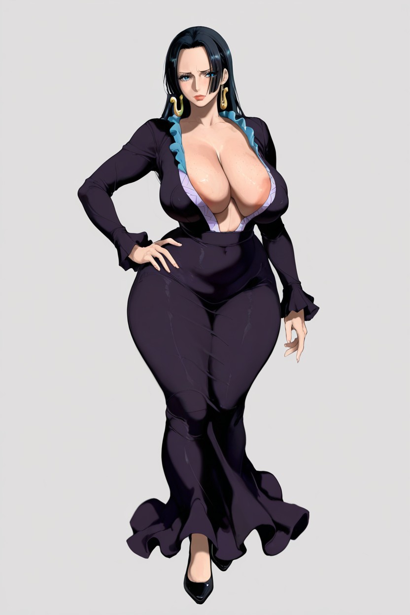 25+, Huge Natural Breast, Solid White Background Hentai AI Porn