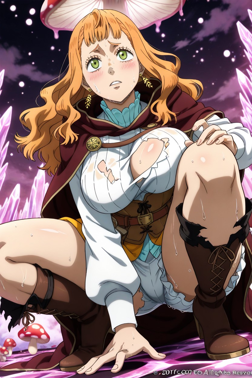 25+, Wearing The Golden Dawn Cloak, The Entire Top Of The Blouse Is Torn Hentai AI Porn
