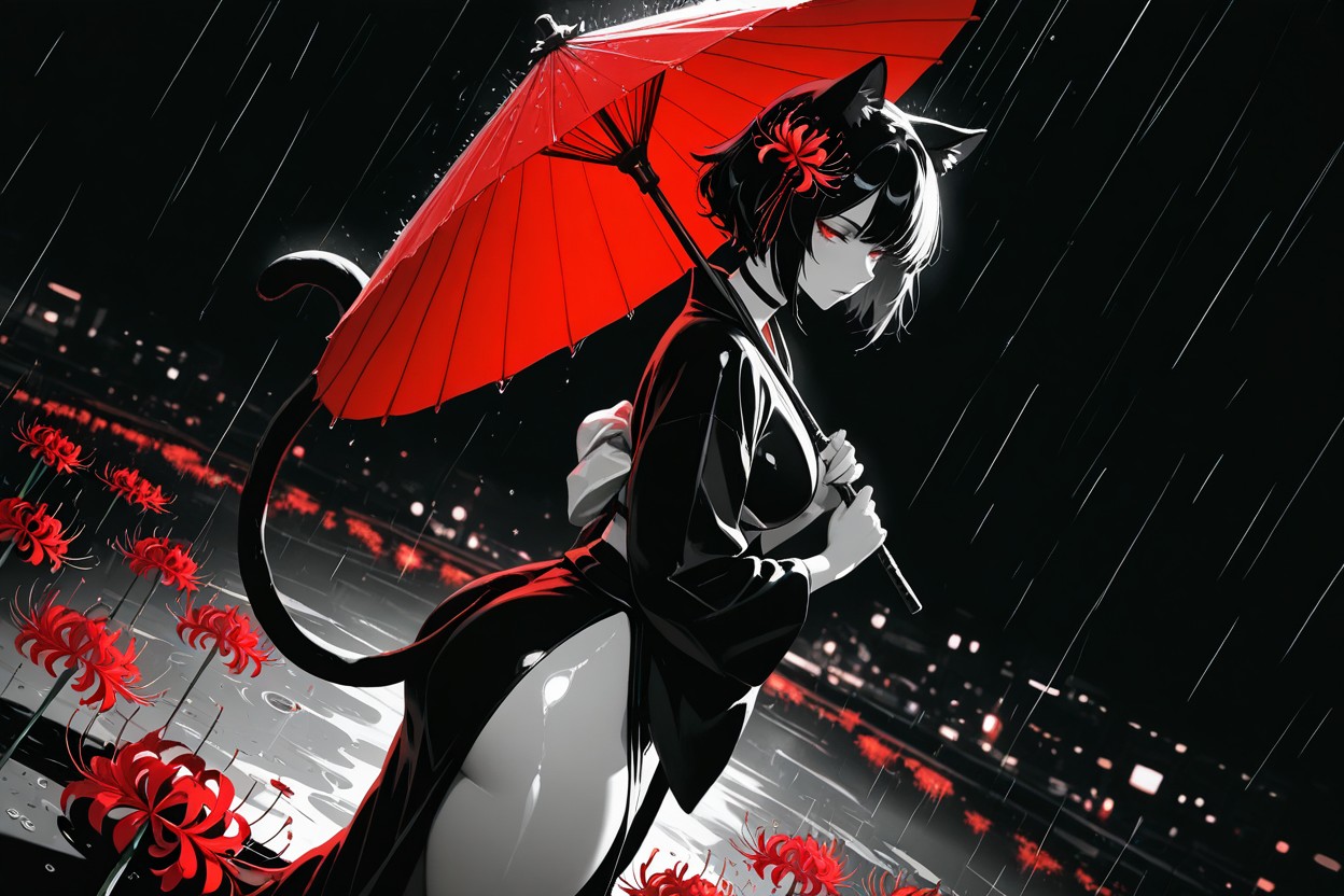 Grayscale, Bokeh, High Angle Hentai AI Porn