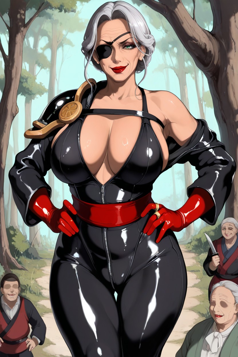 De Pie, Standing On A Tree, Red Flashy Lips Hentai IA