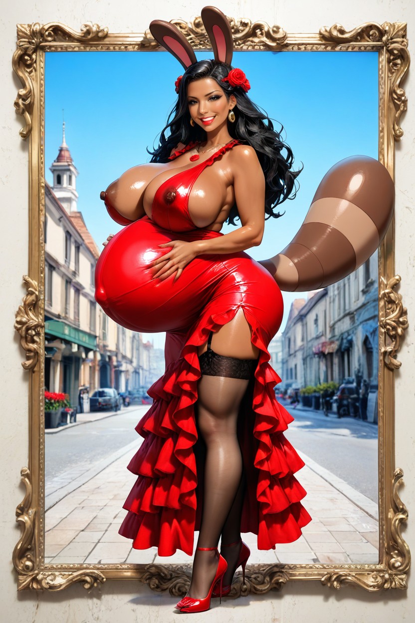 Covered Belly, Medium Ass, Photo Realistic Hentai AI Porn