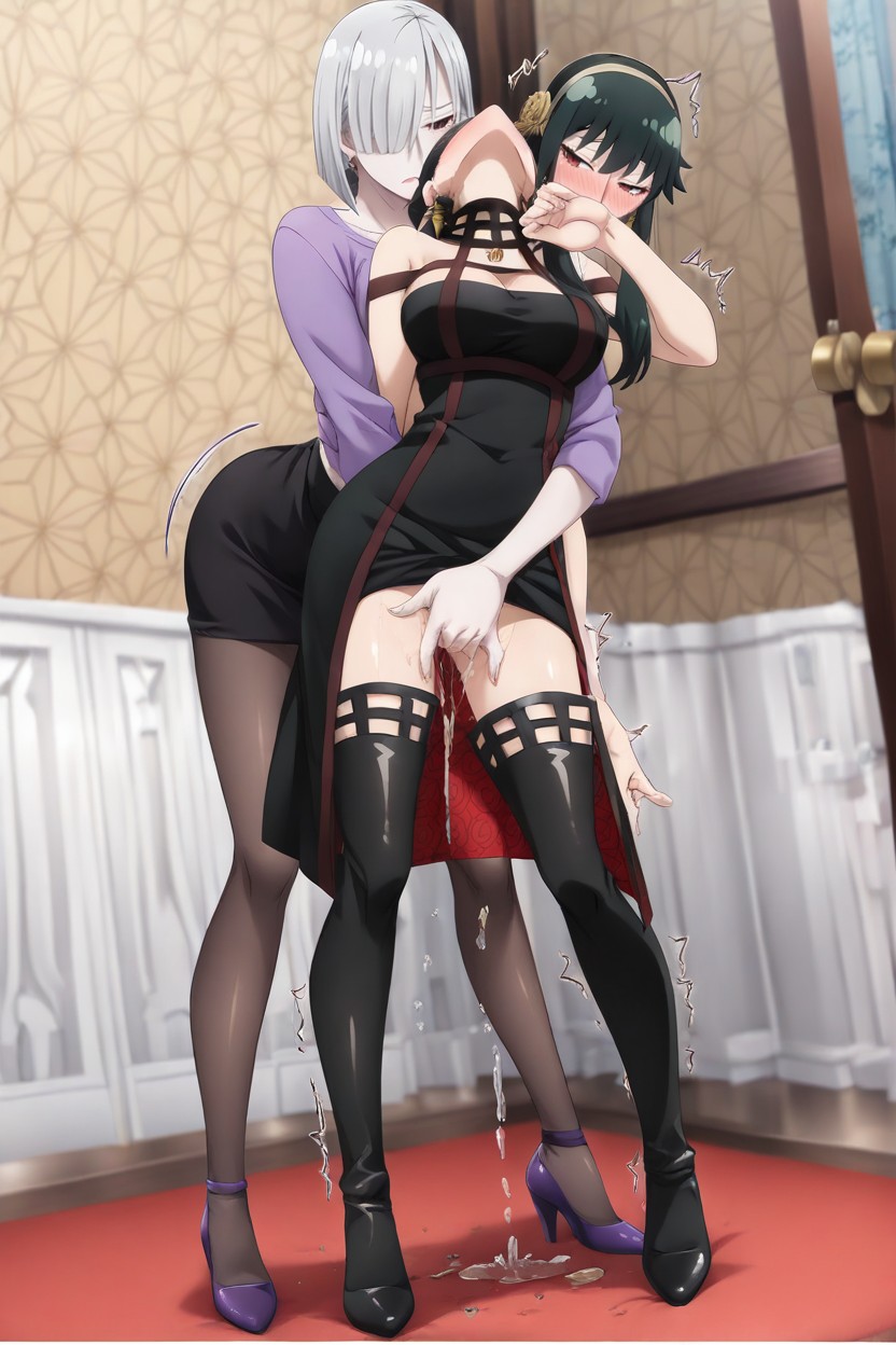 Lesbian, Femdom, Hugging From Behind Hentai IA