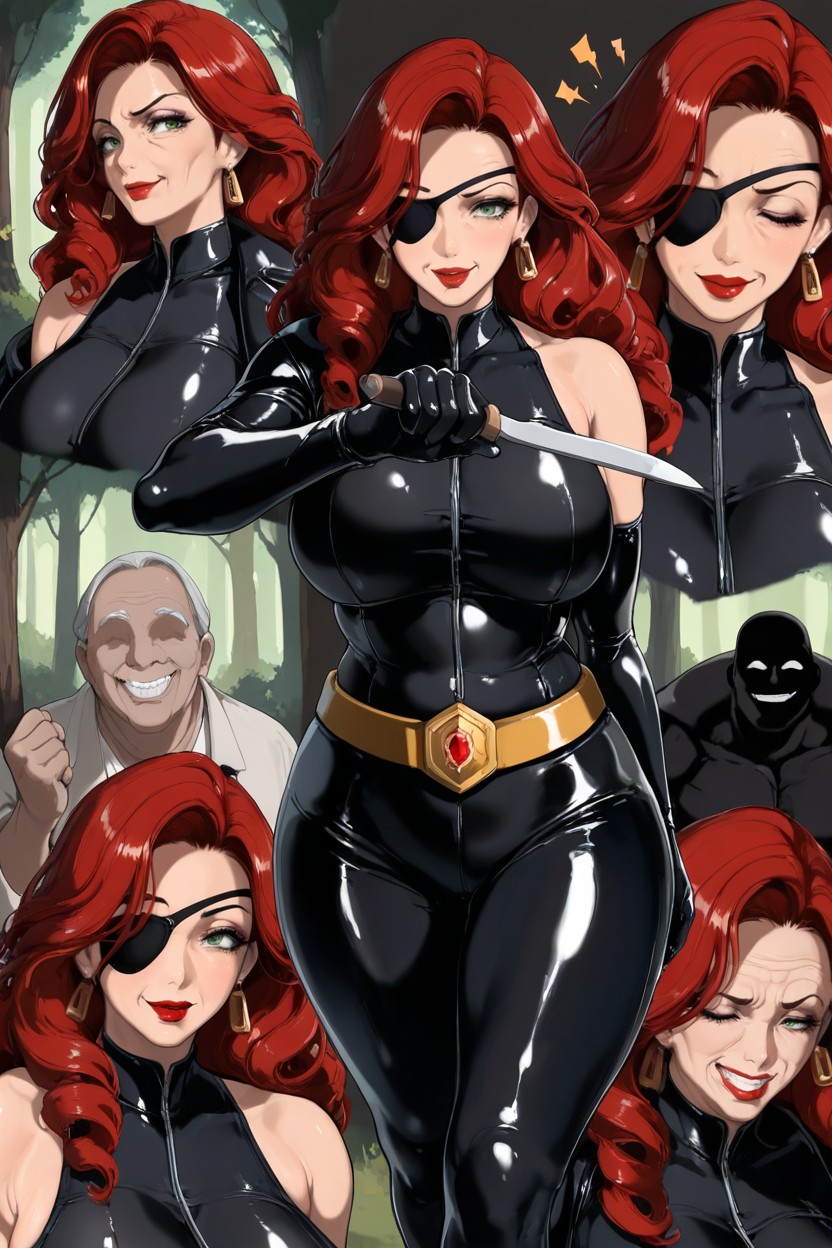 Red Hair, Motion Lines In Background, Dark Vignette Edges Hentai AI Porn