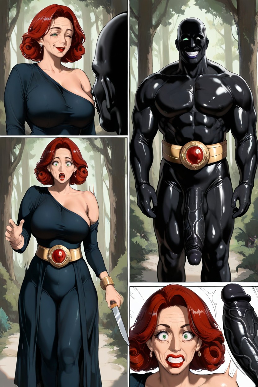 Black Markings On Her Face, Mature, Black Man Has A Foot Wide Cock Hentai IA