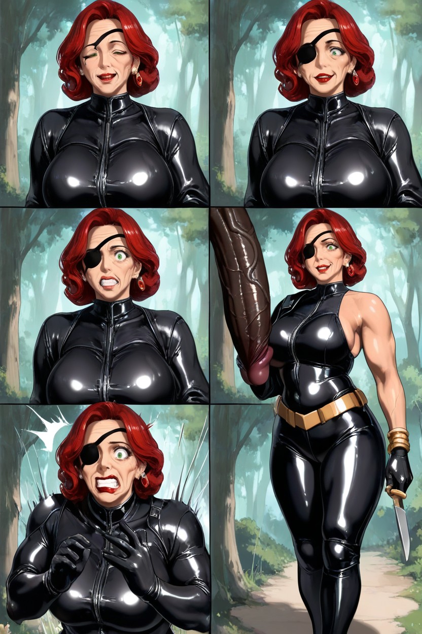 Manga Panels, Black Markings On Her Face, Black Man Lift Her With One Hand In The Air Hentai IA