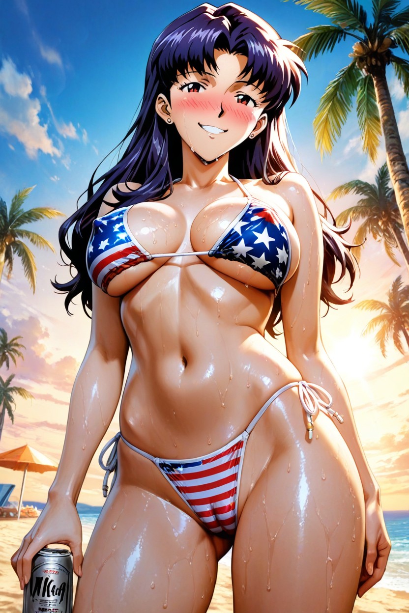 Wet Skin, Stars And Stripes Design, S Anime Style Hentai AI Porn