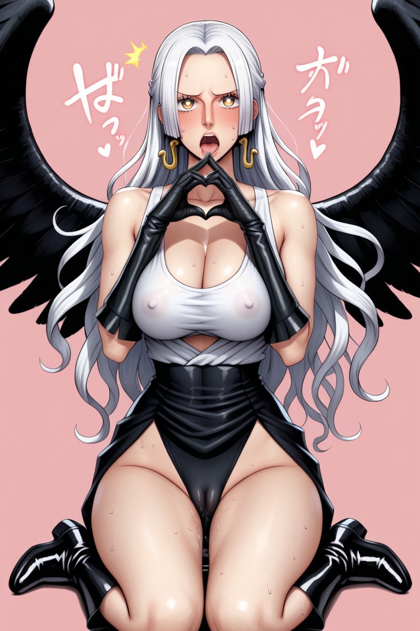 Thumb Up Four Fingers Down Heart Gesture, Round Shaped Face, S-from One Piece Hentai IA