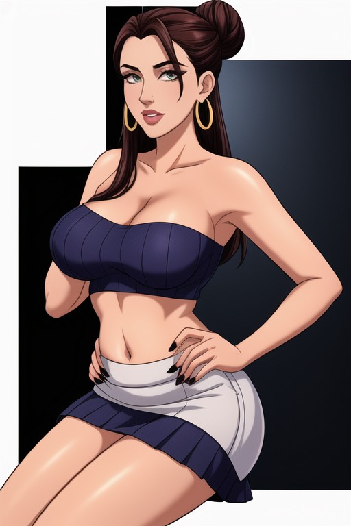 18+, Messy Bun With Loose Tendrils Framing Her Face She Has A Subtle, With A High-fashion Editorial Vibe Ultra Hd Hentai AI Porn