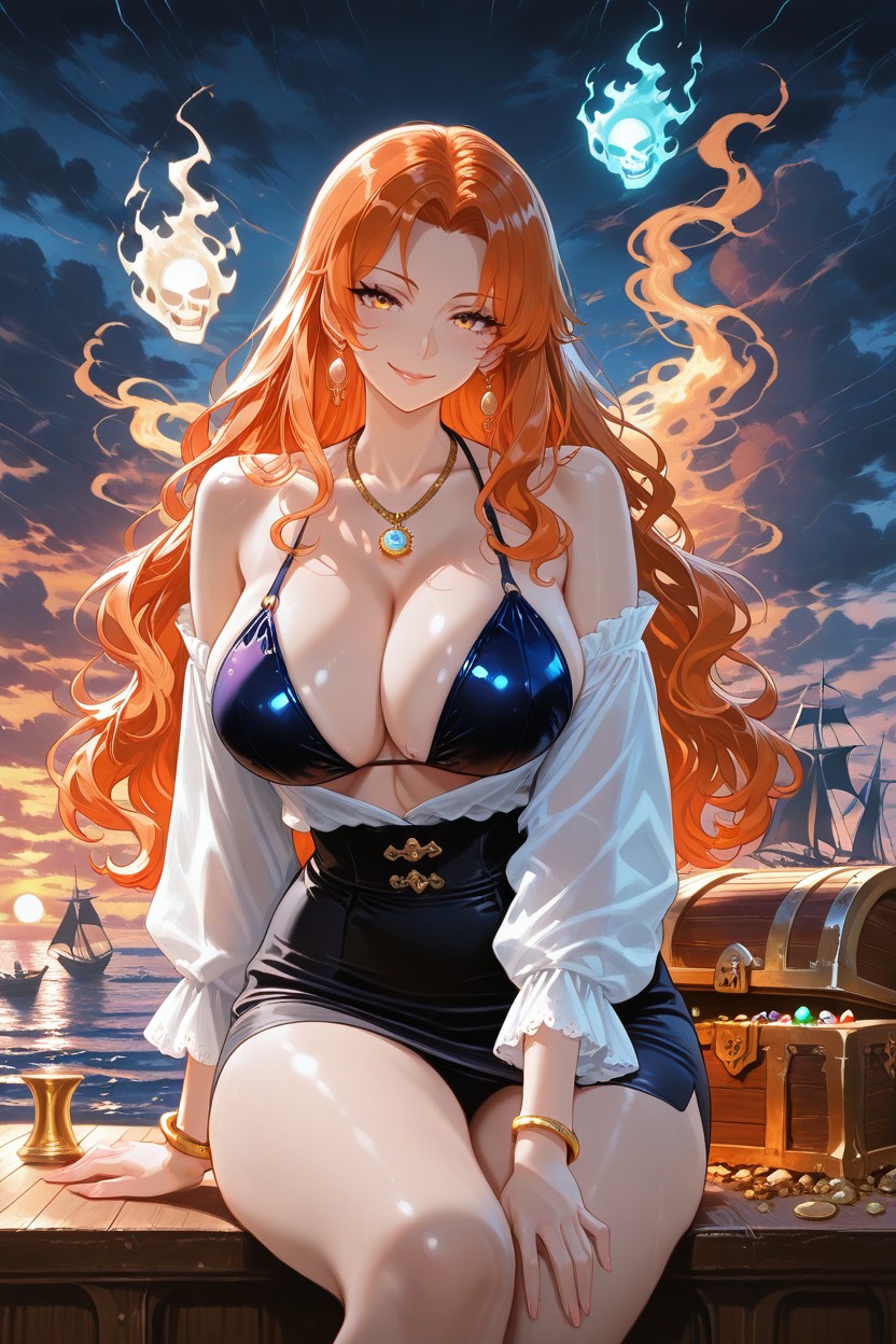 Mature Body, Jeweled Bikini Top, Blue Red White Palette Hentai IA