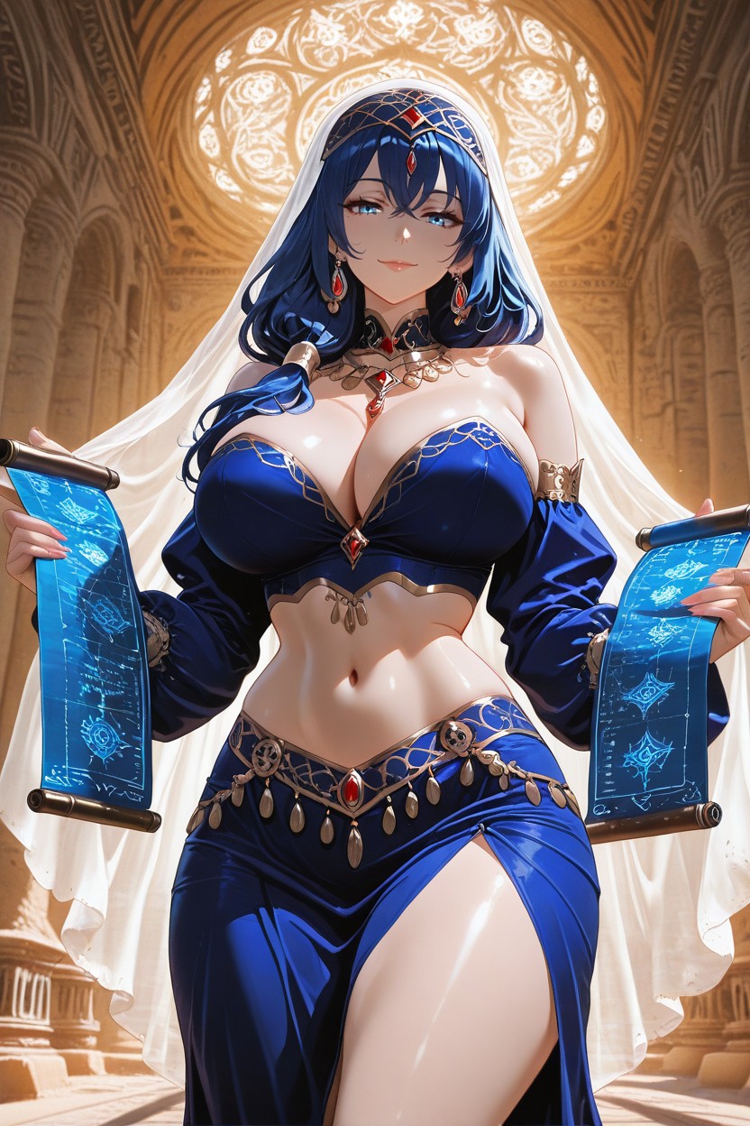 Glowing Map Scroll, Flowing Veil, Graceful Smile Hentai AI Porn