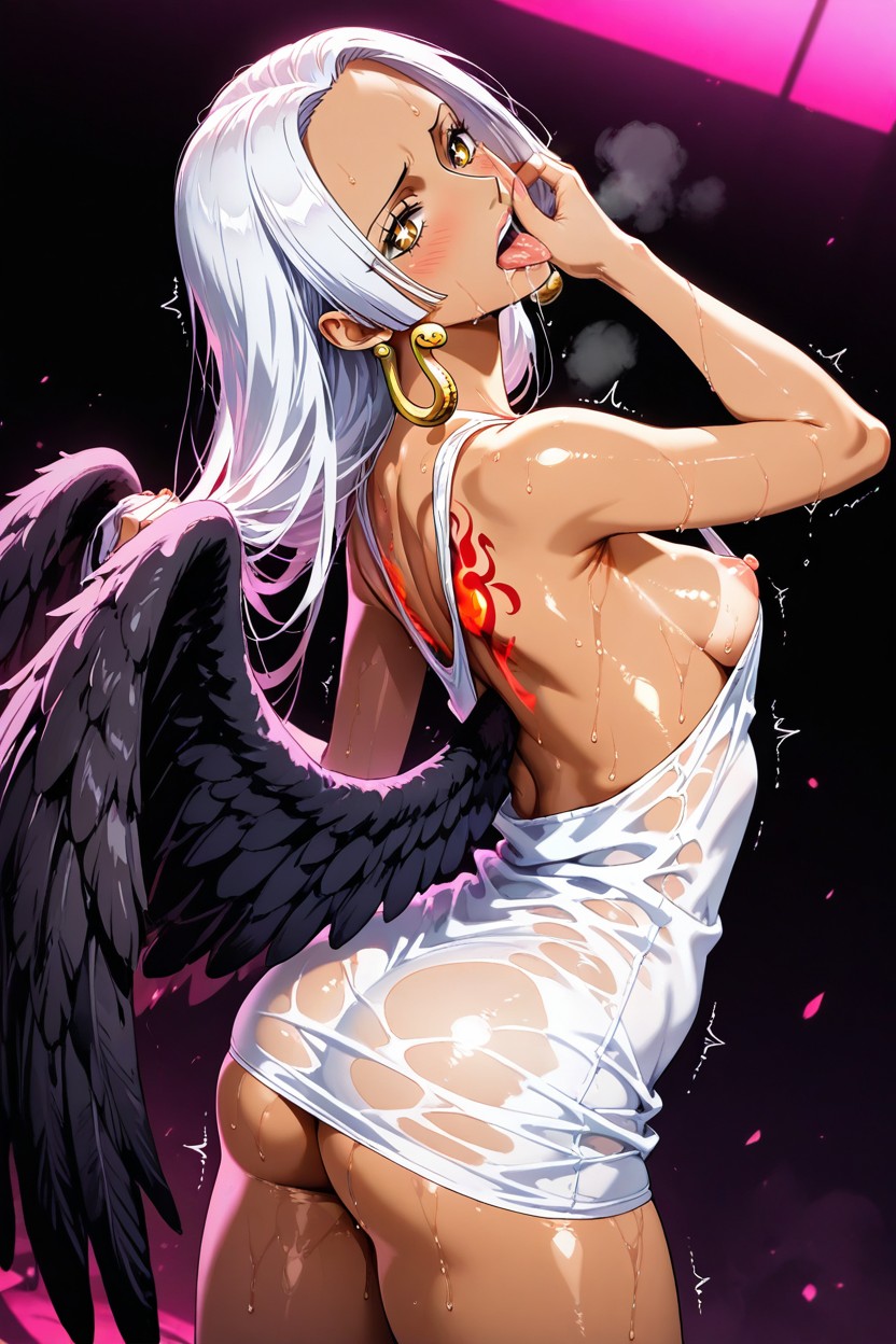 Red Flame On Her Back, Looking At Viewer, Sweaty Hentai AI Porn