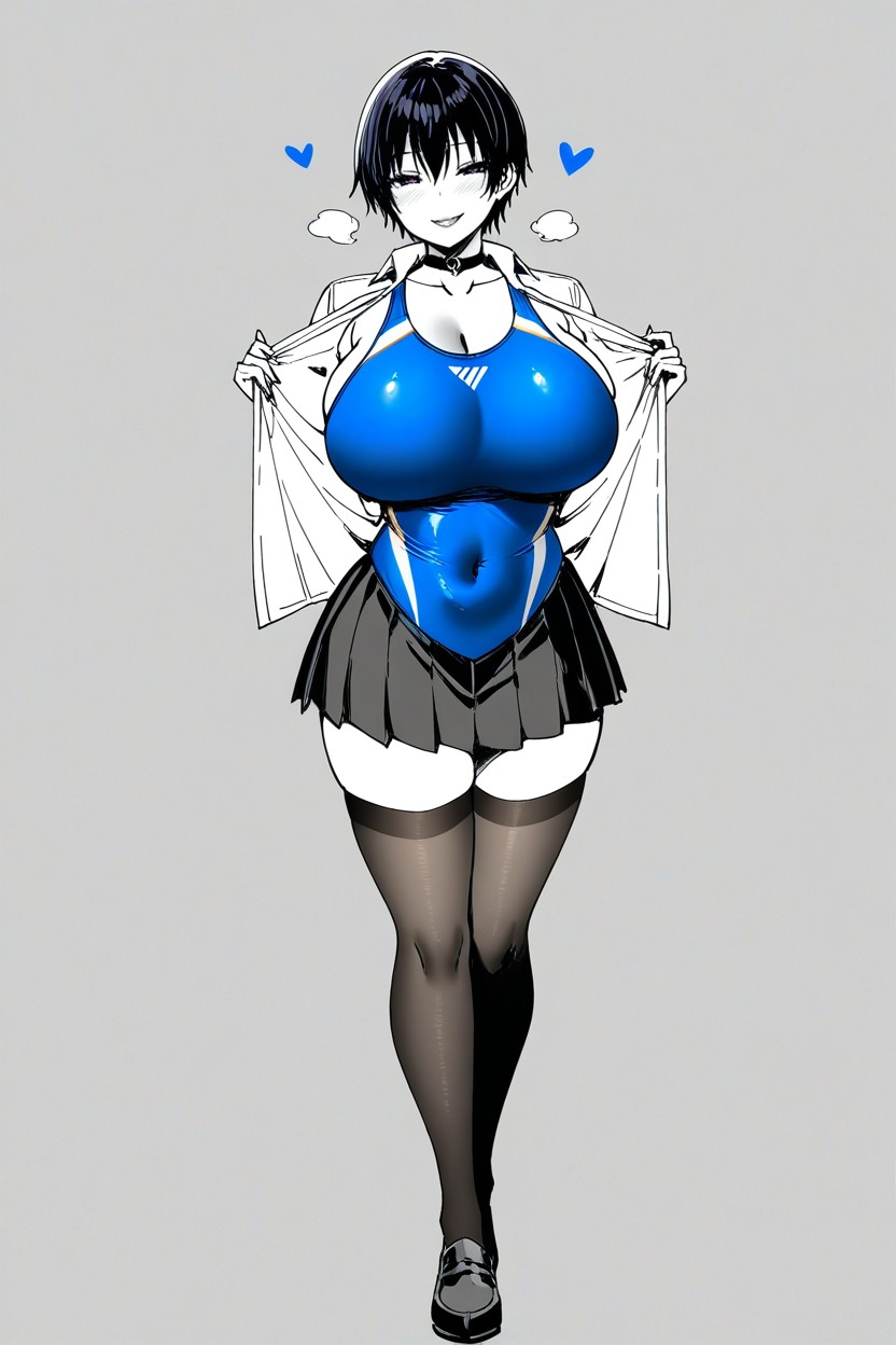 Sugestive Smile, Collared Shirt, Liftting Skirt Hentai IA