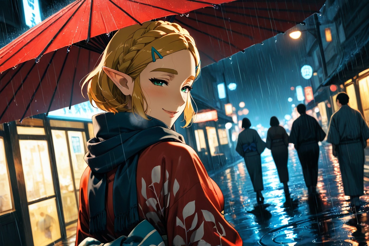 Red Umbrella, 25+, Half-closed Eyes Hentai AI Porn