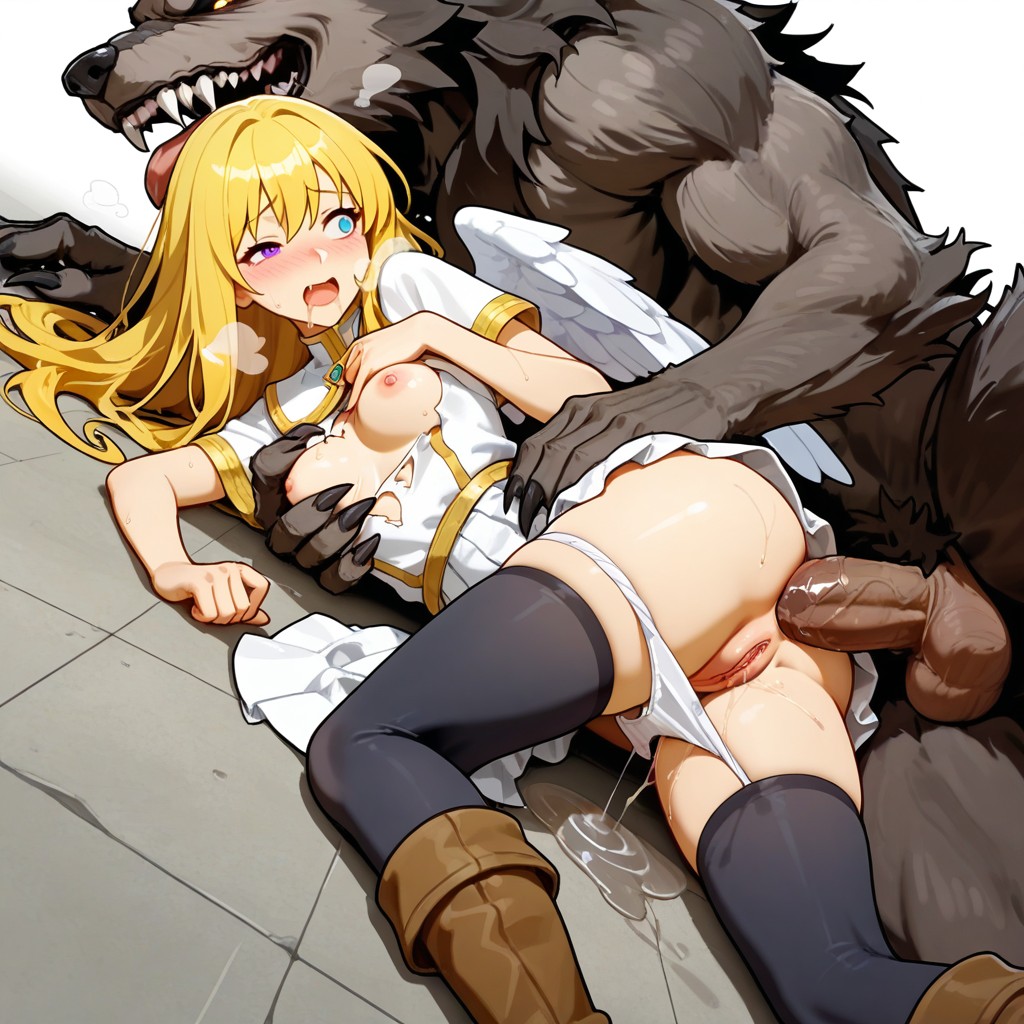 Angel Grab Werewolf Arms, Vagina Juice Of Drooling Down, Torn Top Hentai AI Porn
