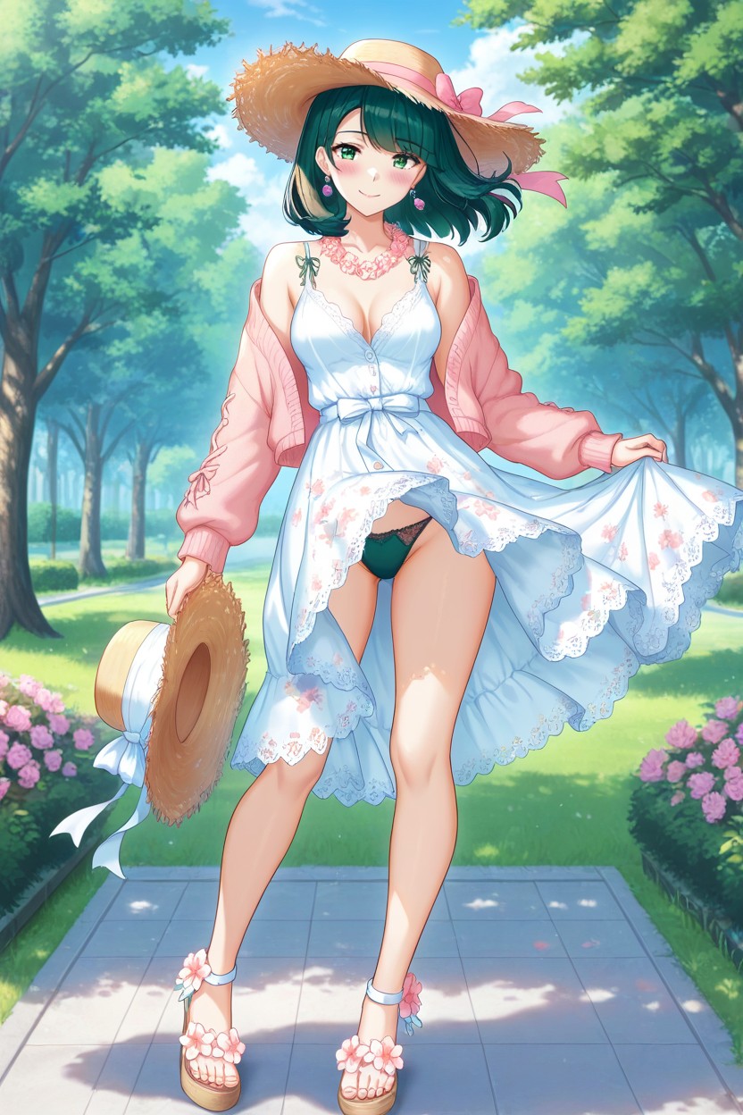 Dangling Earrings, Panties, Shaggy Bob Hentai AI Porn
