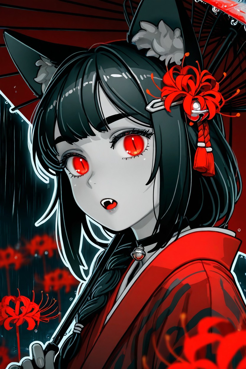 Raining, Noir, Gray Monochrome Hentai AI Porn
