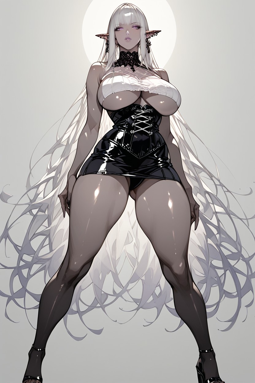 Glossy Reflections, High Slits, Neckline Down To Navel Hentai IA