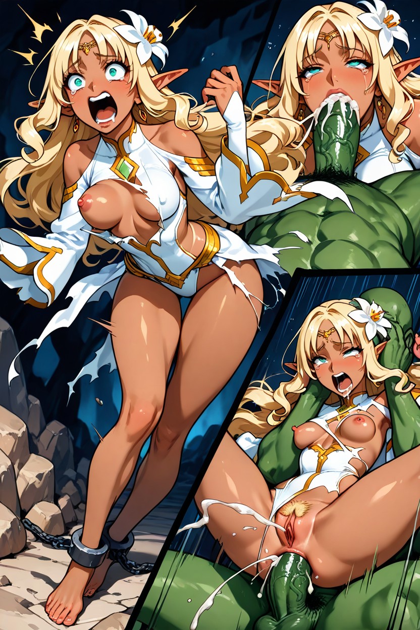 Thigh Gap, Fucked By Three Giant Green Hulk Twice Her Height, Tearyeyes Hentai AI Porn
