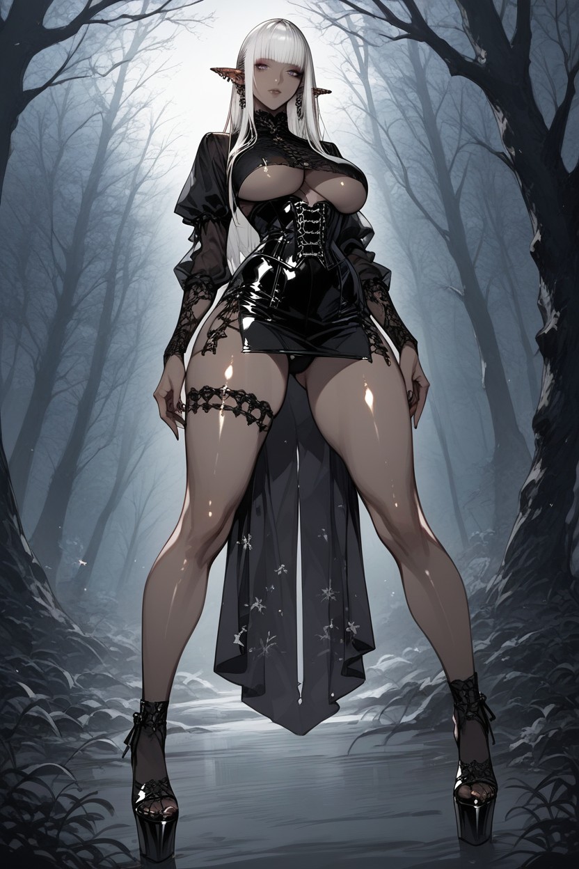 Front View, Provocative Bent Over Pose, Seductive Lighting Hentai AI Porn
