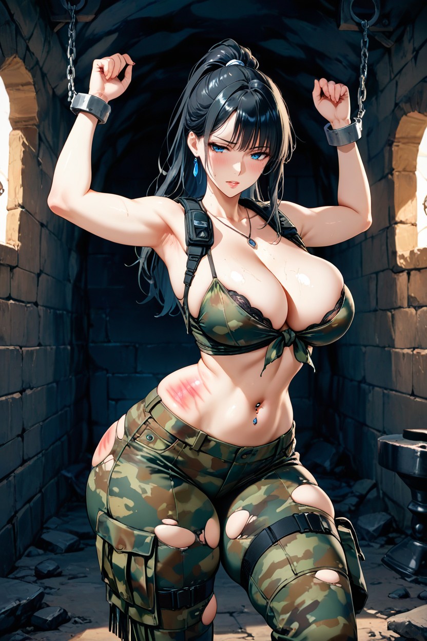 Ropa Rasgada, Military Camouflage Clothing, De Pie Hentai IA