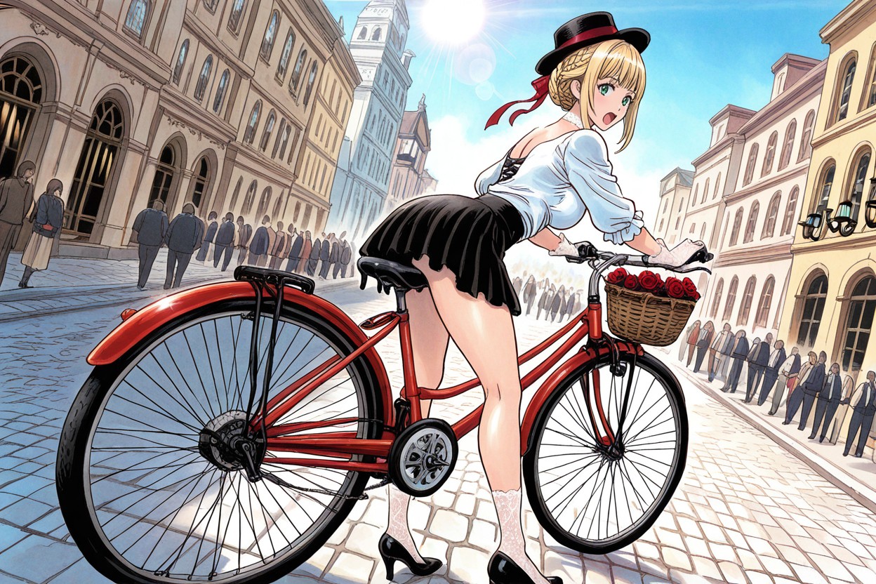 Renaissance Era, Cobblestone Sidewalk, Large Green Eyes Hentai AI Porn