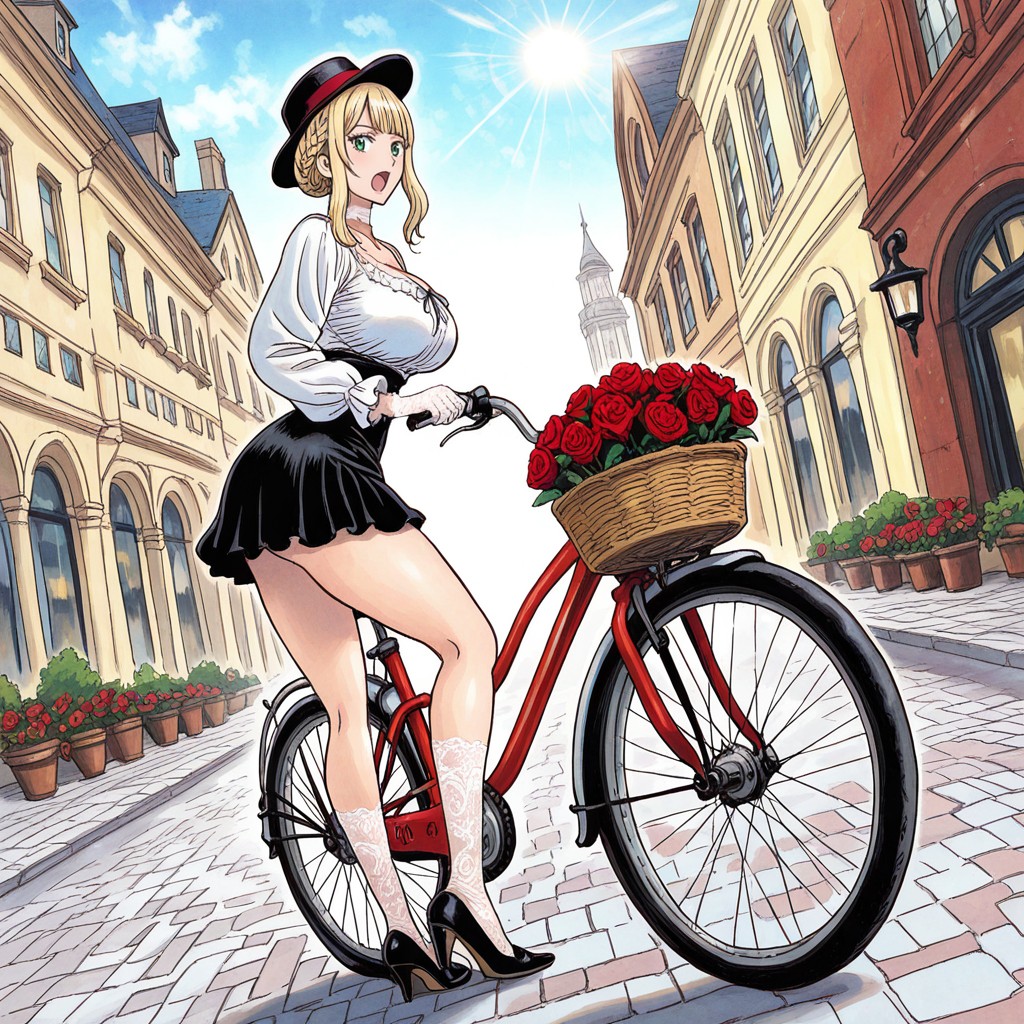 White Lace Choker With Red Ribbon, Sexy Idol, Black Frilly Victorian Skirt Hentai IA