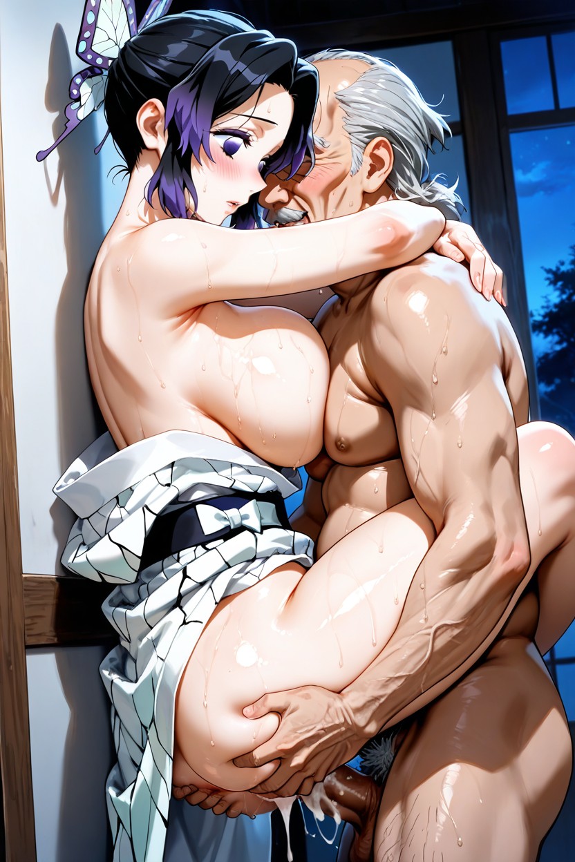 Wide Angle, White Kimono, Cum On Hand Hentai AI Porn