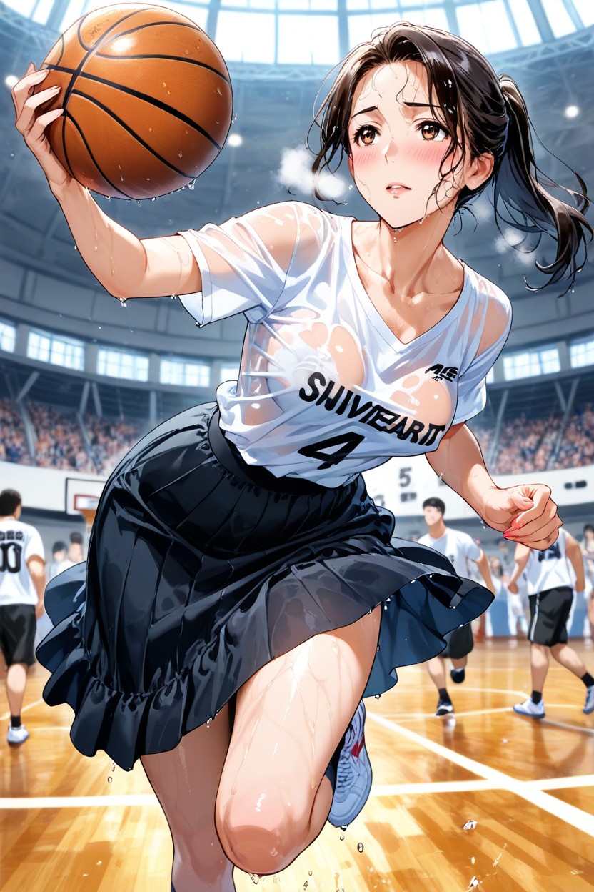 Slightly Bowing Forward, Collarbone, Wet Clothes Hentai AI Porn