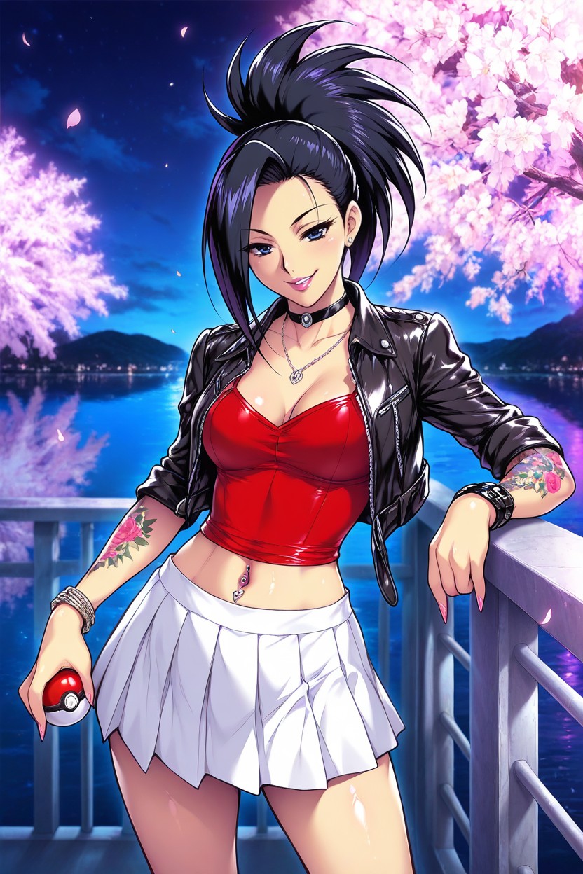 Navel Piercing, Lake, Balcony Hentai AI Porn