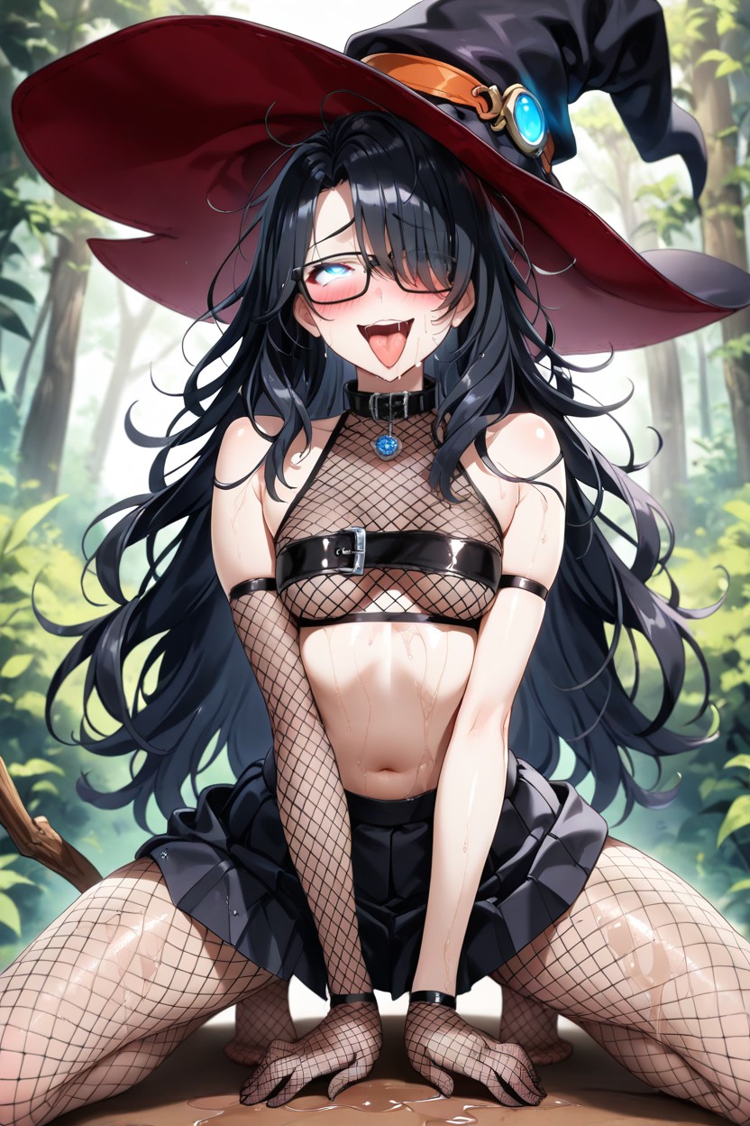 Look On Viewer, Lift Eyebrows, Competely Wet Body Hentai AI Porn