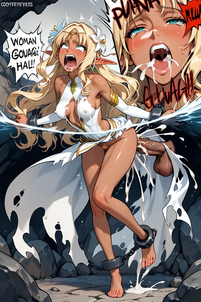 Smooth Knees, Insanely Long Wavy Hair, Rolled Eyes Hentai AI Porn