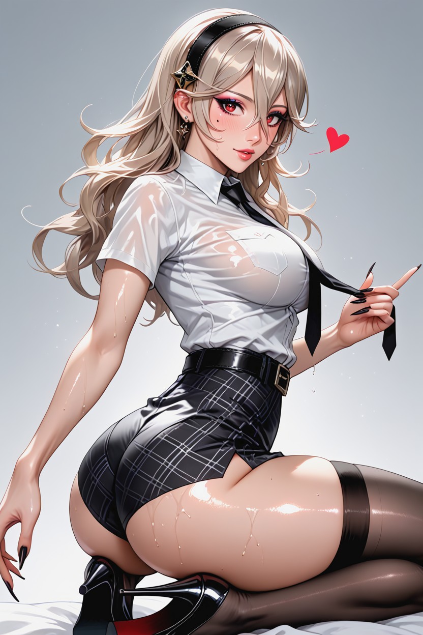 Close Up, High Resolution Face, Choker Hentai AI Porn
