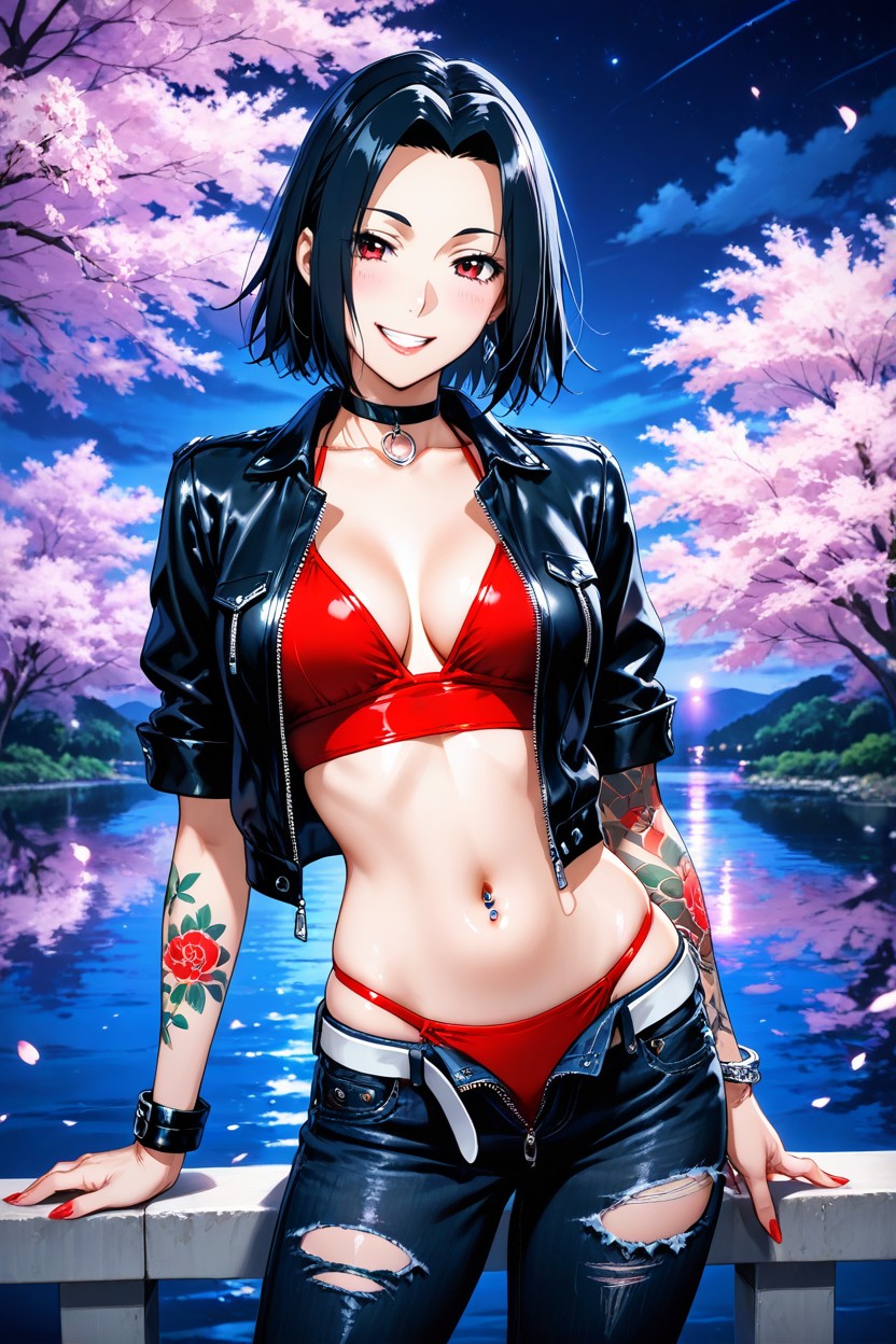 Black Jeans, Standing, Bracelets Hentai IA
