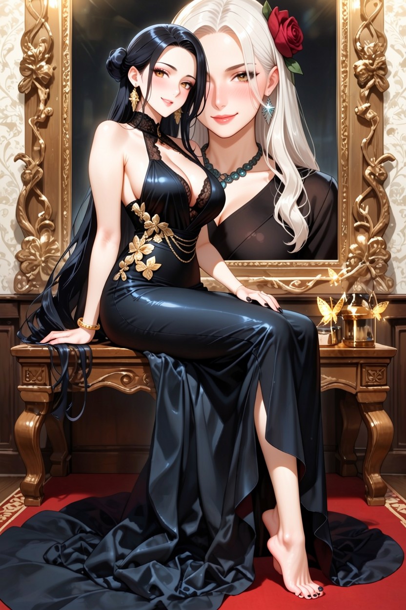 Soft Confident Smiles, Fair Skin, Focus On Five Toe Per Foot Hentai IA