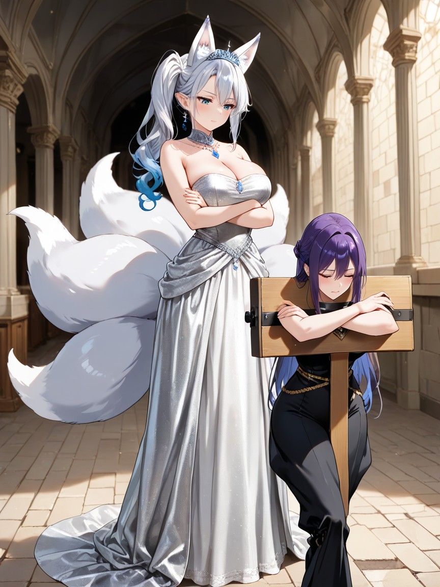Gloomy Succubus, Diamond And Sapphire Tiara On Queen, Proper And Graceful ヘンタイAIポルノ