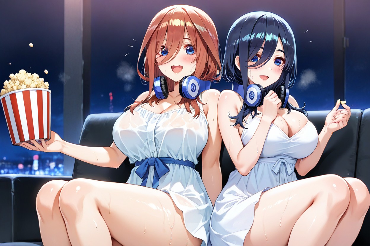 25+, Excited Faces, Less Breasts On Woman Of Dark Blue Hair Porno IA Hentai