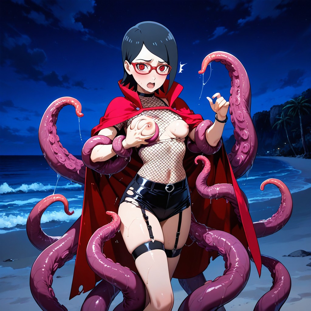 Tight Breasts, Grabbing Boobs, Tentacles Showing Up From The Beach Hentai AI Porn