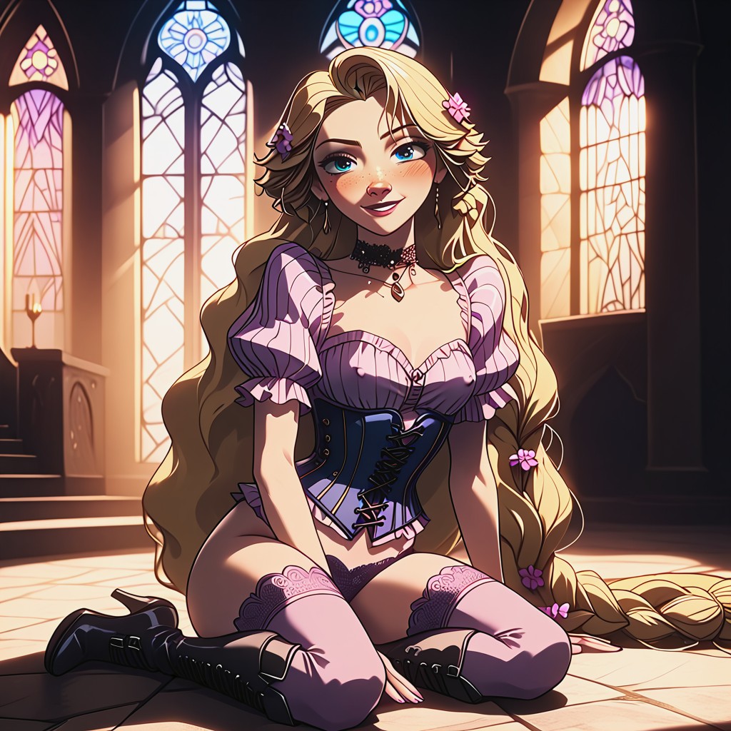 Voluminous Hair, Erect Nipples, Lace Panties Hentai IA